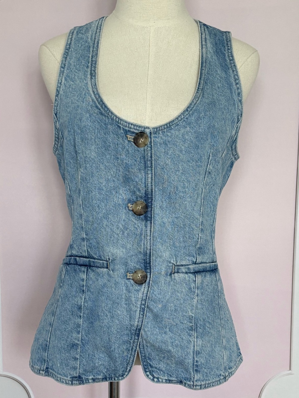 MADEWELL Denim Scoop Neck Cutaway Edmonson Wash Vest--NWT--6